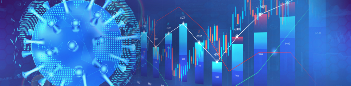 A picture of a COVID cell with charts representing how it has impacted an industry