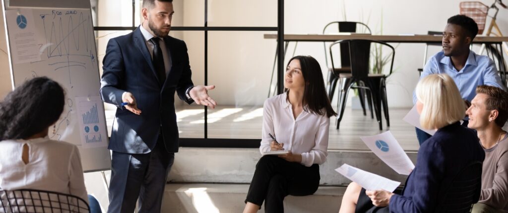 Leadership team in a strategy meeting